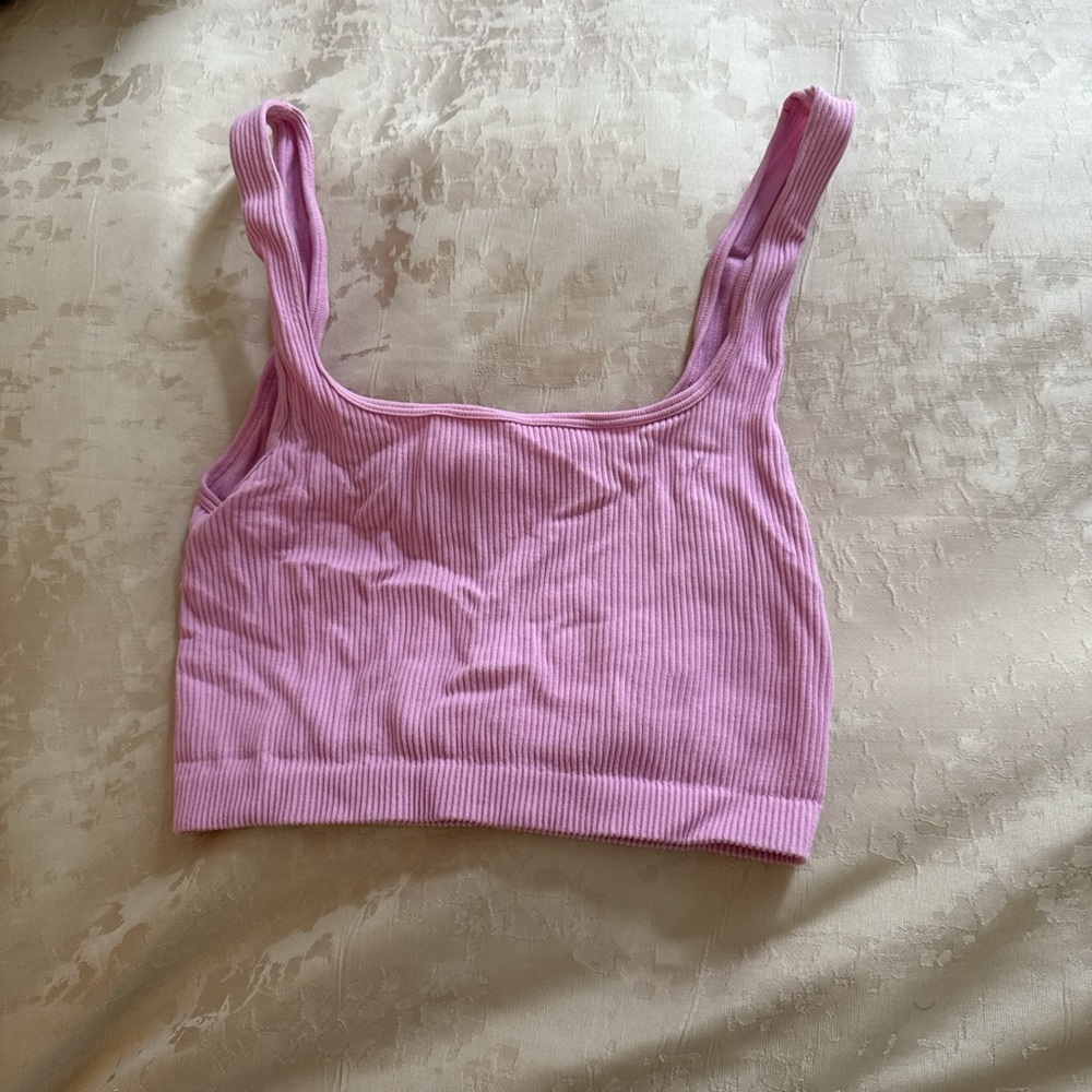 Zara Pink Ribbed Crop Top